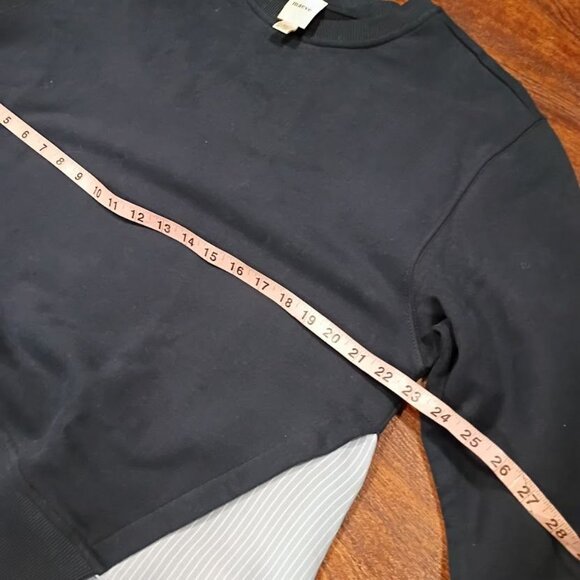 Maeve Navy Sweatshirt Dress Blue Striped Ruffle Hem Womens S Cotton Blend - Picture 10 of 11